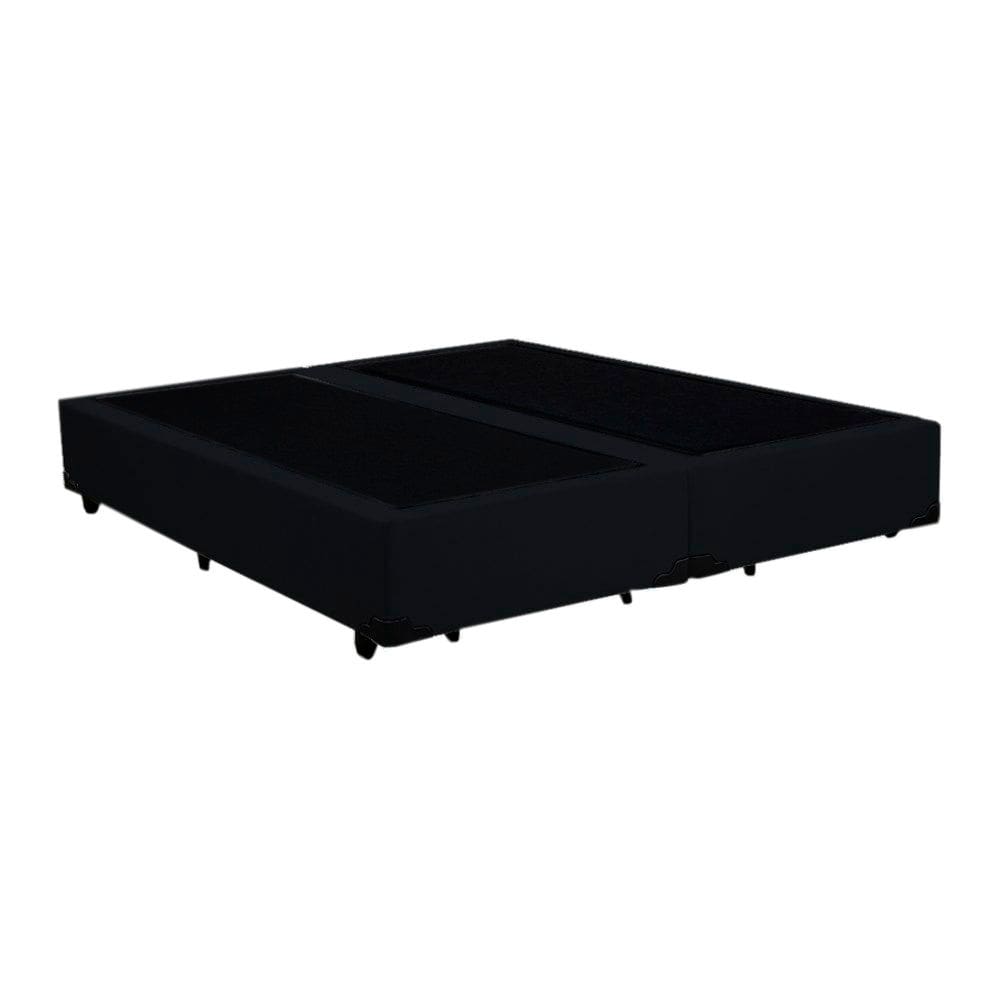 Base Cama Box King Bipartido Preta  Suede 40x192x203 - Santo Box FR