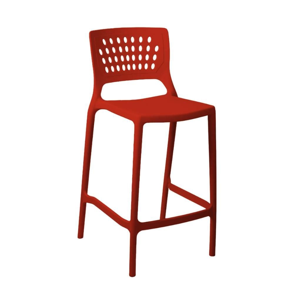 Banqueta Alta para Bancada e Cozinha Vermelha Empilhável Marte em Polipropileno Acrilys