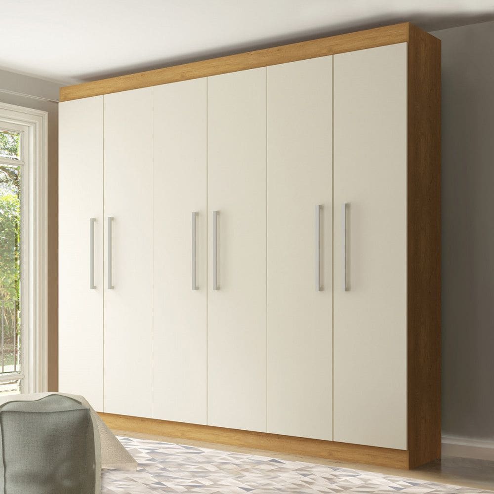 Guarda Roupa de Casal com 6 Portas 3 Gavetas 250 x 230 Cm MDP 1056 Menu Moveis