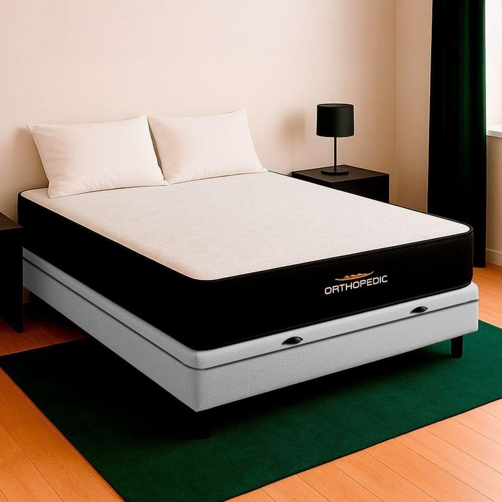 Cama Box Baú Casal Branco E Colchão Orthopedic D33 Vstore