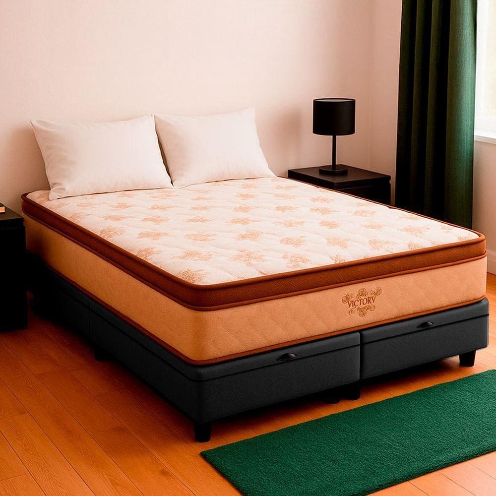 Cama Box King Cinza E Colchão Four Season Molas Vstore