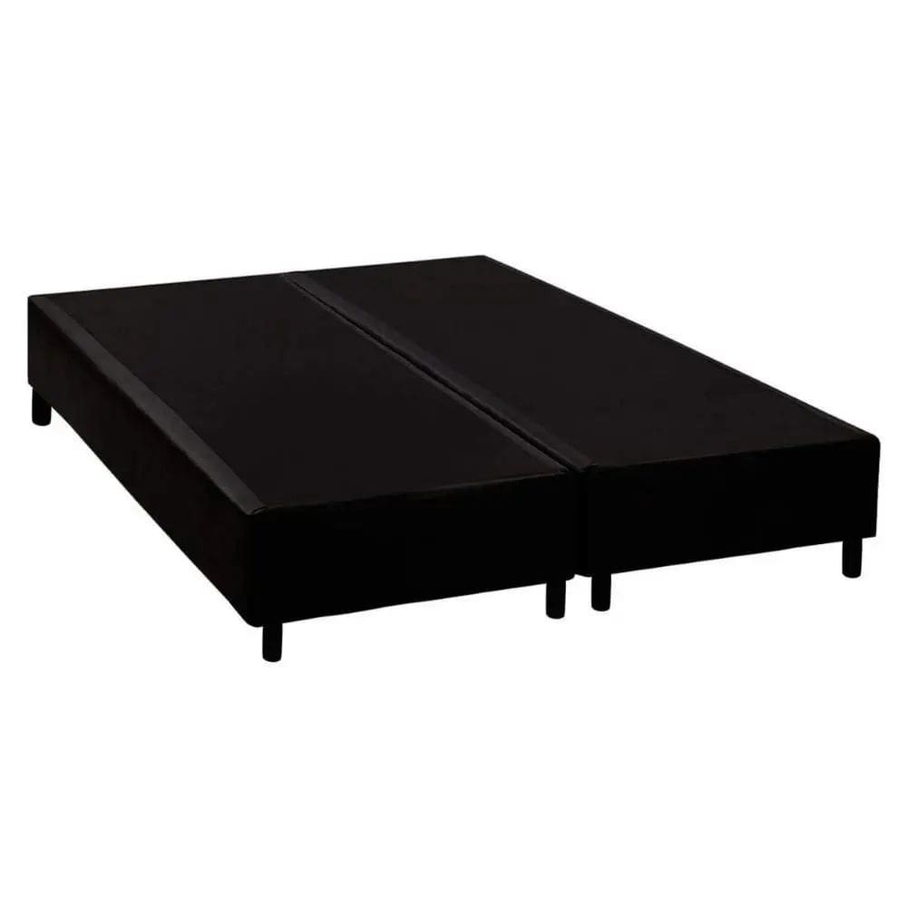 Base Cama Box King Bipartido Preta  Sintetico 40x192x203 - Santo Box FR