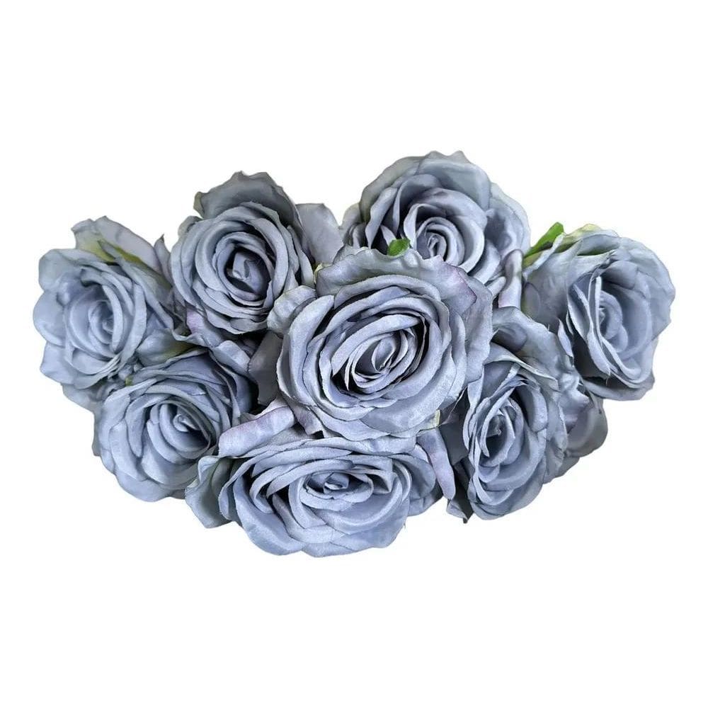 Buquê De Rosa Grande Artificial Com Azul Outono