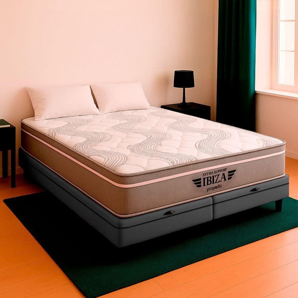 Cama Box King Cinza E Colchão Ibiza Molas Ensacadas Vstore