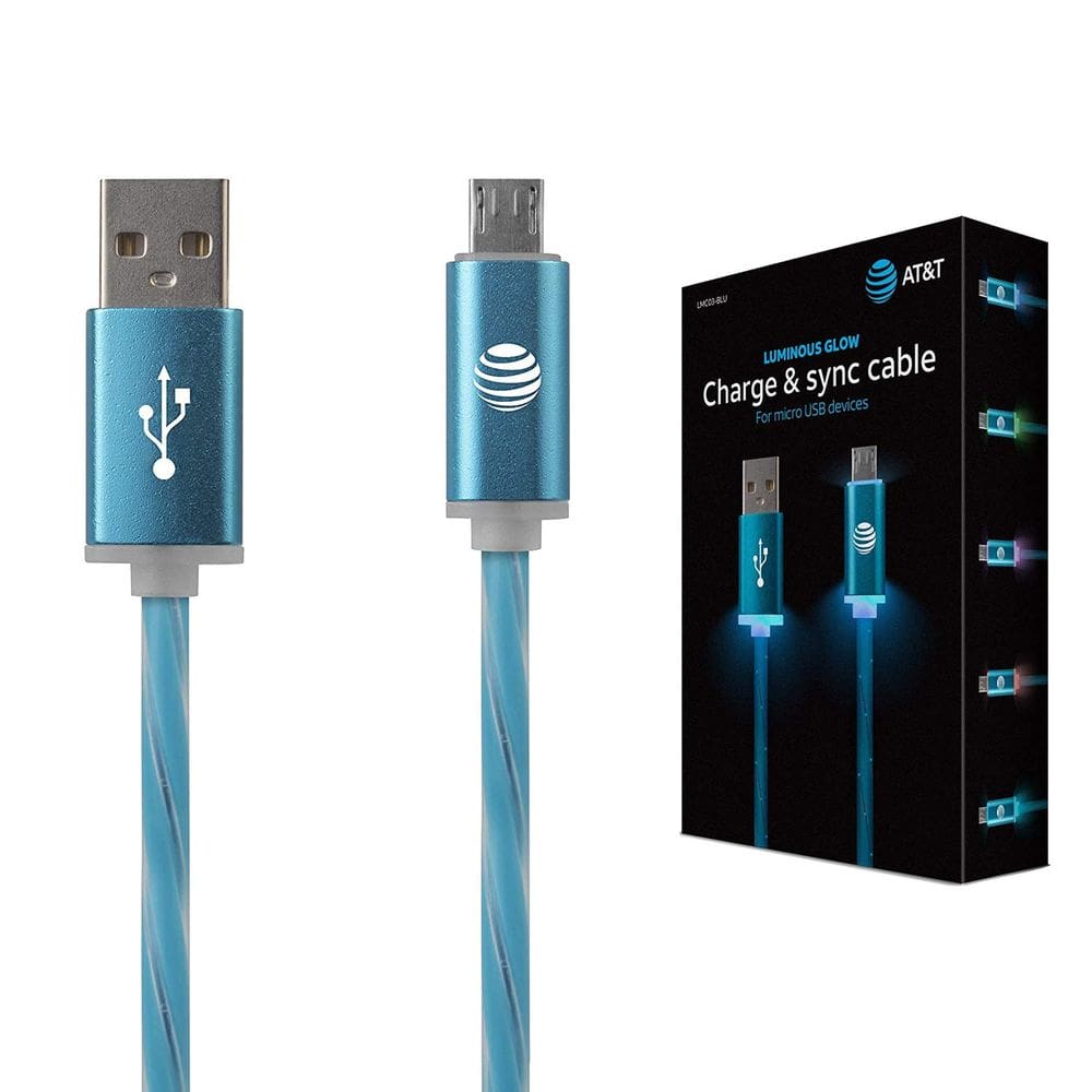 Cabo USB para micro-USB AT&T iluminado 0,9 m azul