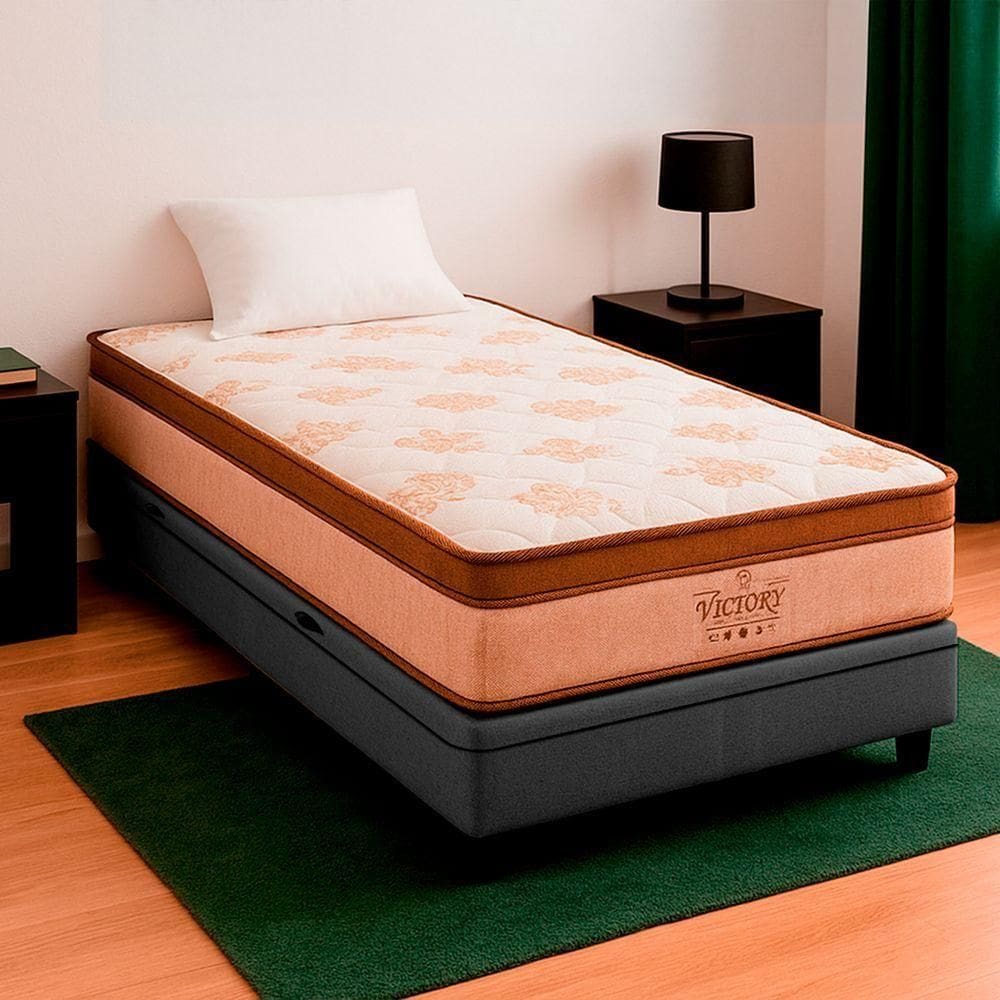 Cama Box Baú Solteirão Cinza E Colchão Victory Molas Vstore