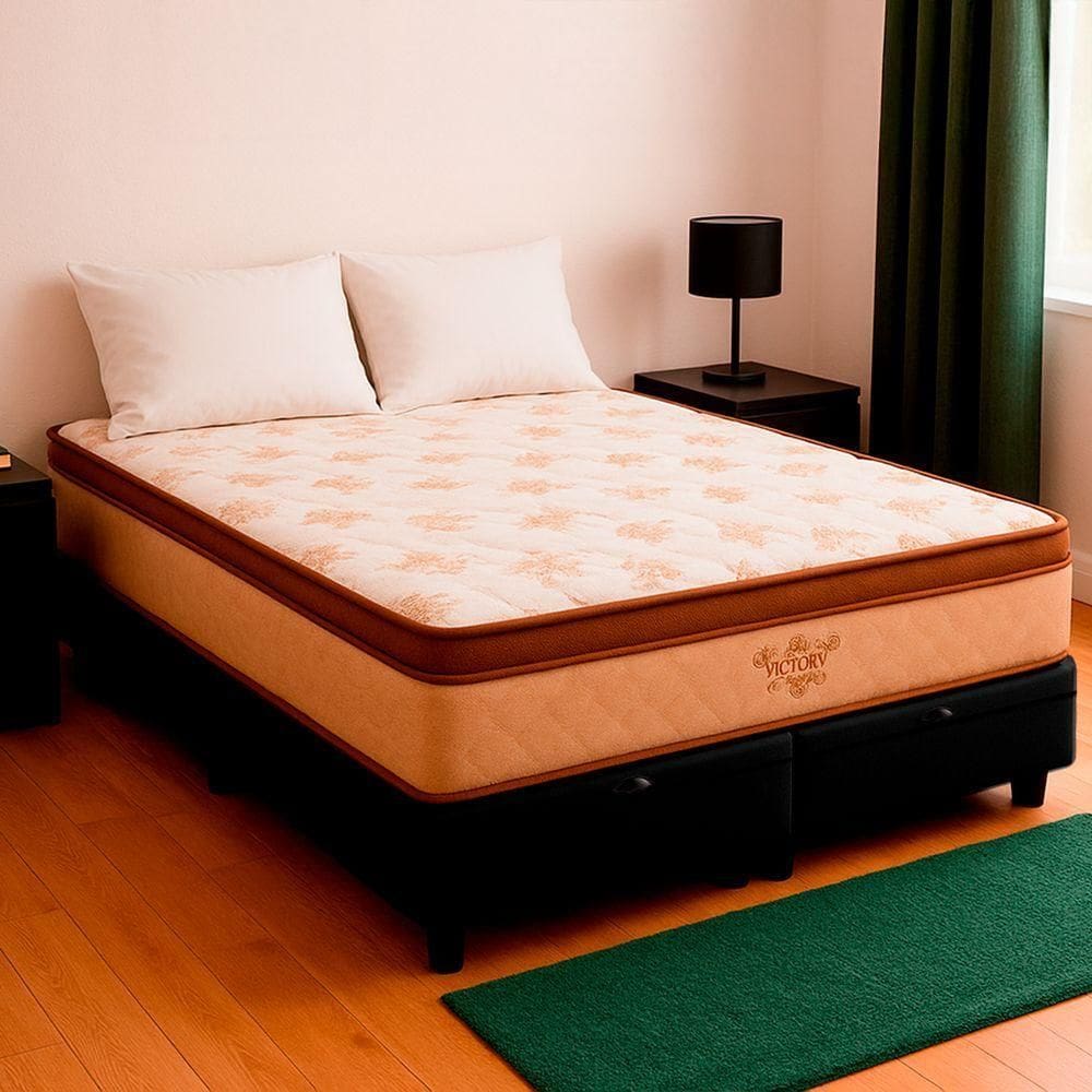 Cama Box Baú King Preto E Colchão Four Season Molas Vstore