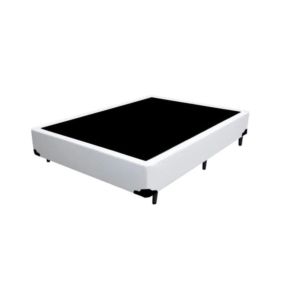 Cama Box Casal Branco Sintetico Premium 40x138x188 - FA Elegante