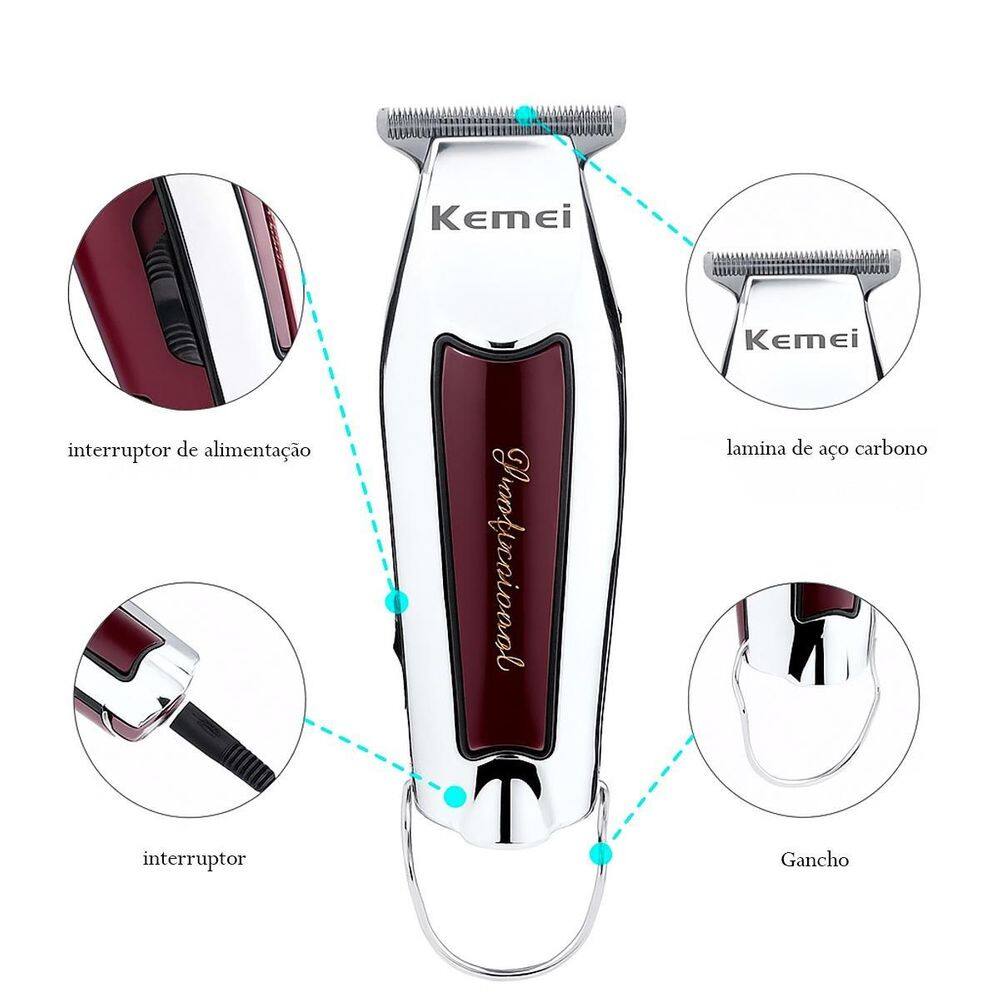 Kemei Para Cabelo Barba E Pezinho Recarregável