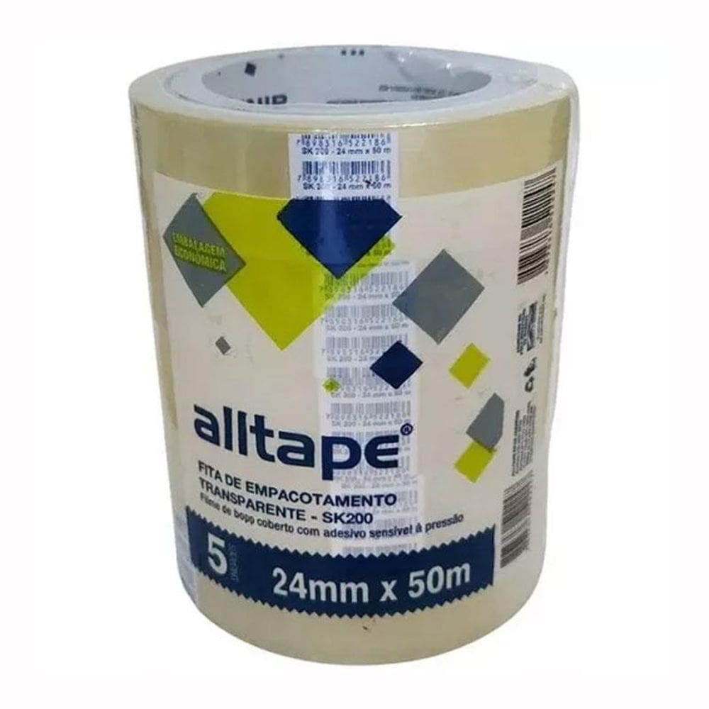 Fita adesiva transparente 24mmx50m com 5 unid - Alltape