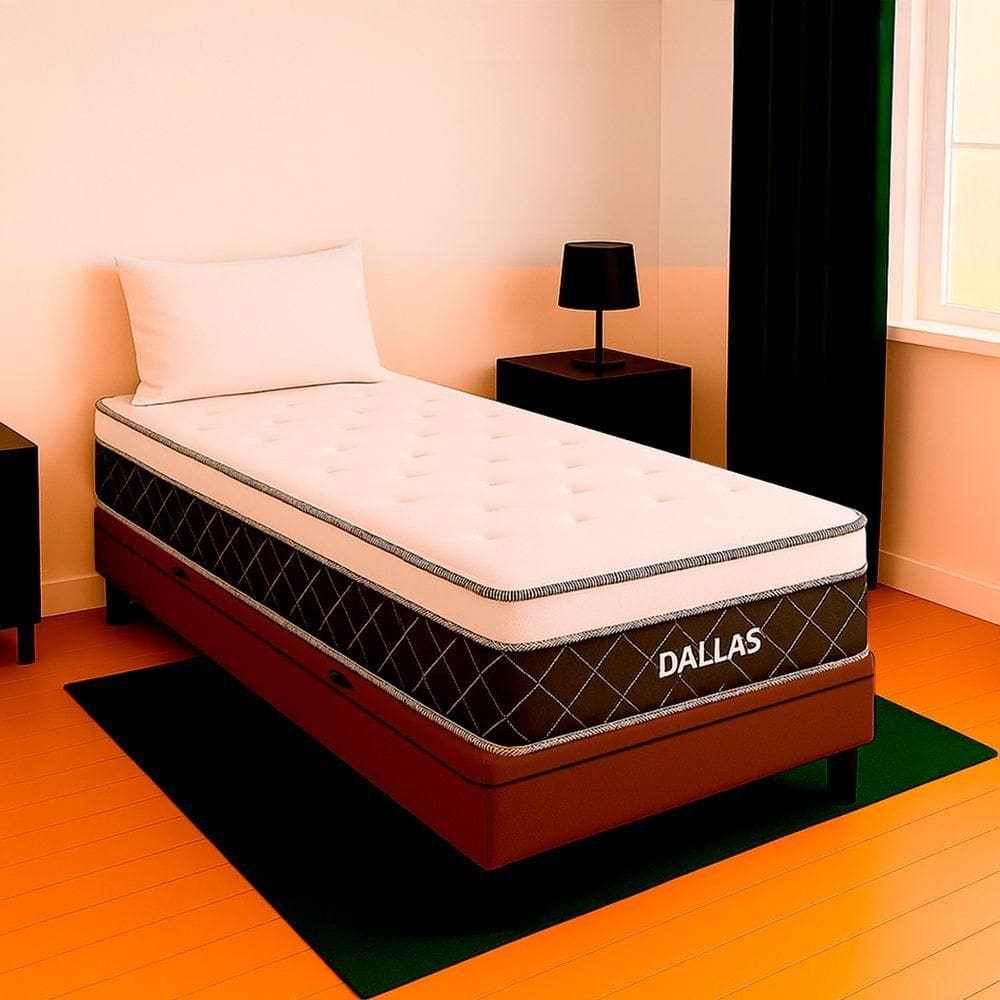 Cama Box Baú Solteirão E Colchão Dallas Molas V-store Marrom