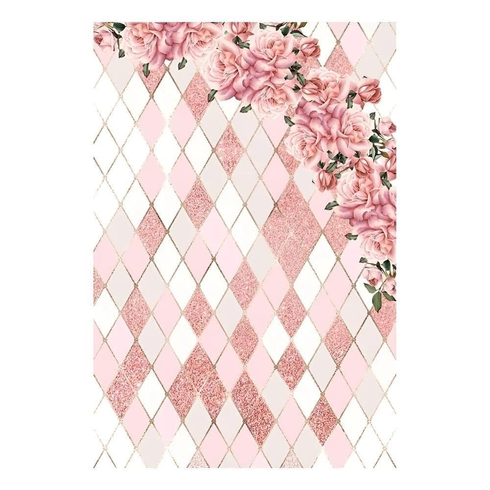 Painel Festa Retangular Vertical Casadi Floral Geométrico Ro