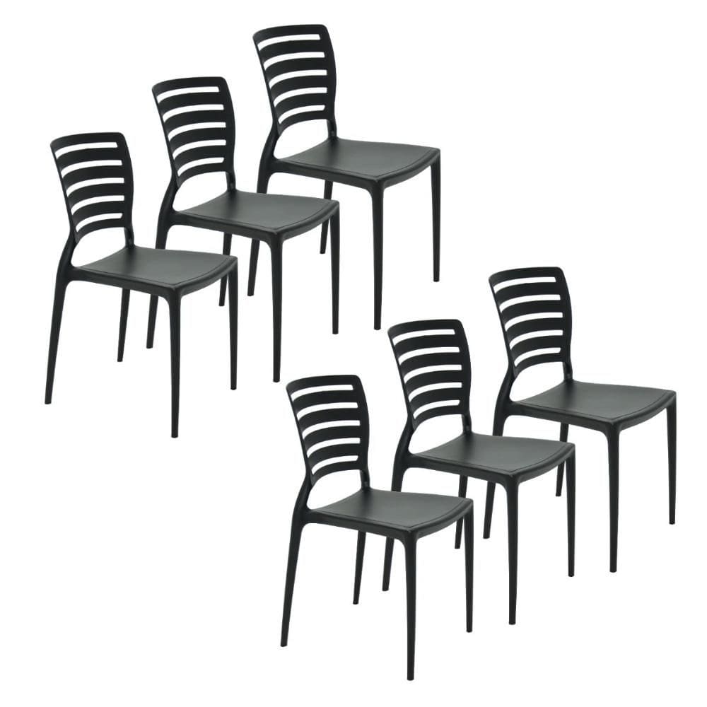 Conjunto 6 Cadeiras Sofia em Polipropileno e Fibra de Vidro Preta Tramontina