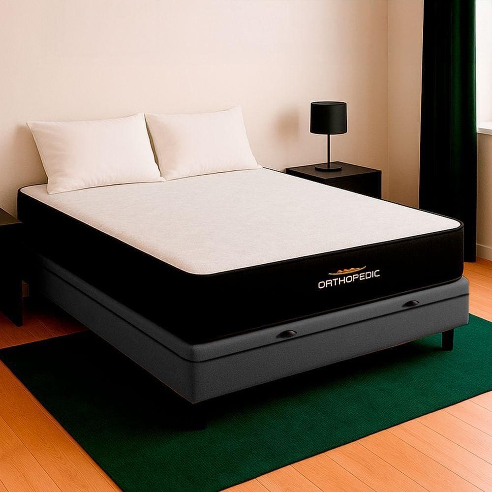 Cama Box Viúvo E Colchão Orthopedic D33 V-store Cinza