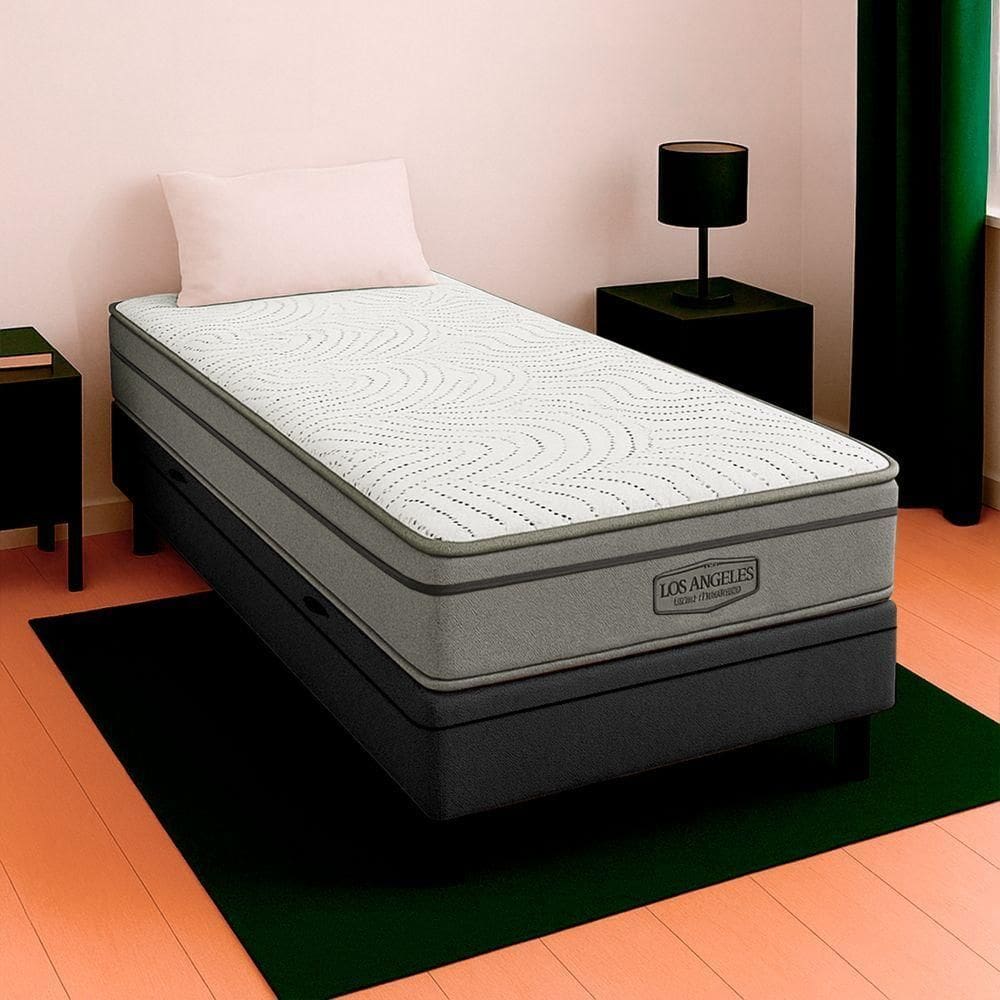 Box Baú Cinza E Colchão Los Angeles Molas Vstore 78x188x28