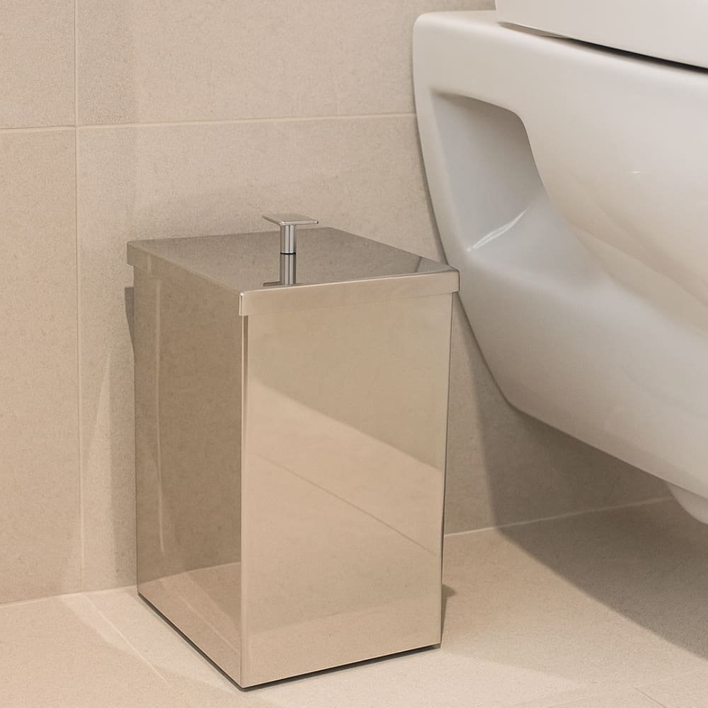 Lixeira Quadrada Inox Brilhante - 7,8L