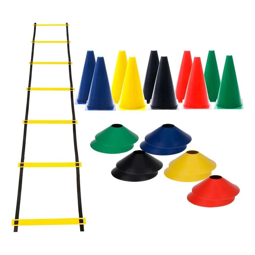 Kit Funcional 10 Cones Escada 10 Pratos Agilidade Treino Zuí