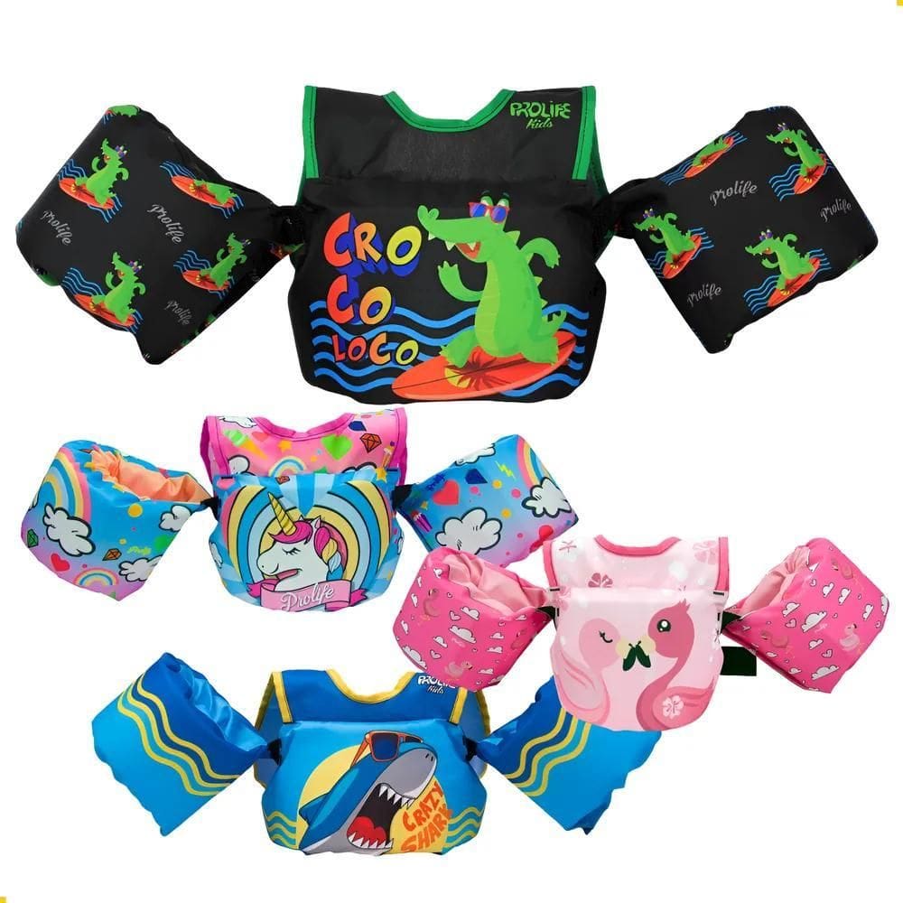 Colete Salva Vidas Infantil Piscina Boia De Braç Crocodilo