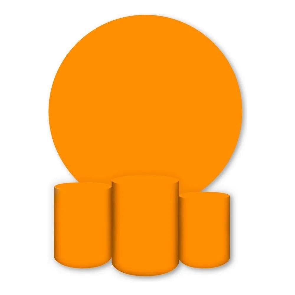 Painel Redondo E Capas De Cilindro Sublimad Laranja