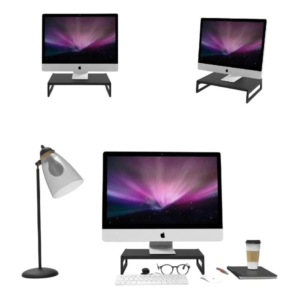 Suporte Base Para Monitor Tela Pc Mesa Ergonômico Mdf Preto