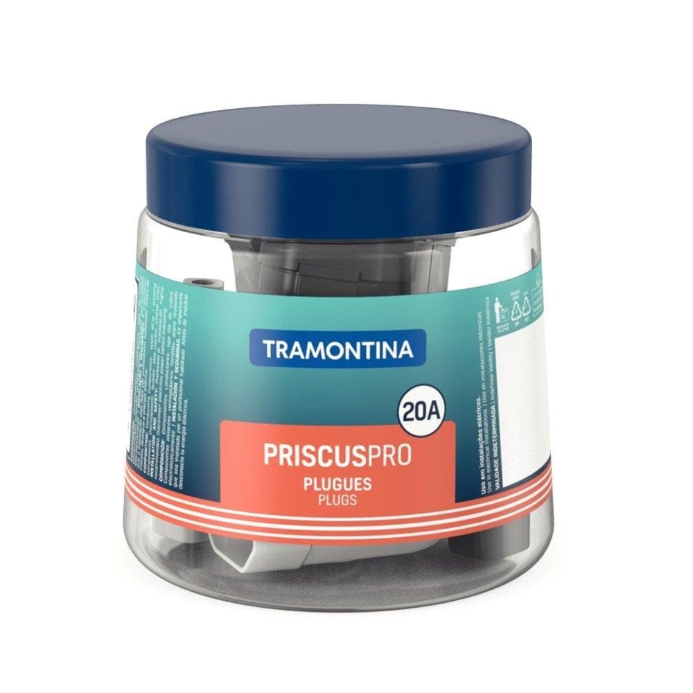 Pino Fêmea Tramontina 2P+T 20a Preto e Branco Pote - Embalagem Com 14 Unidades