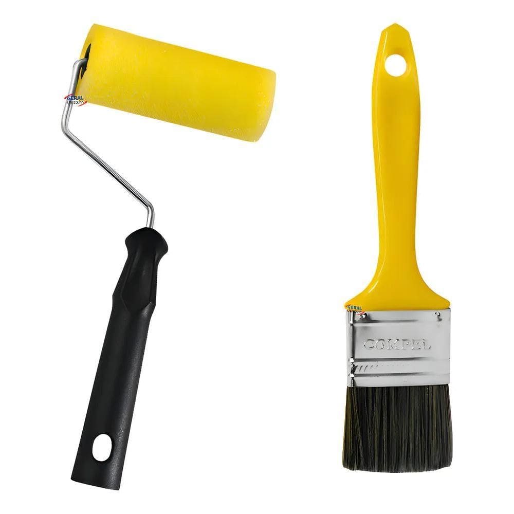 Kit Rolinho Para Pintura 9Cm E Trincha 2 Compel Rolo E Pince