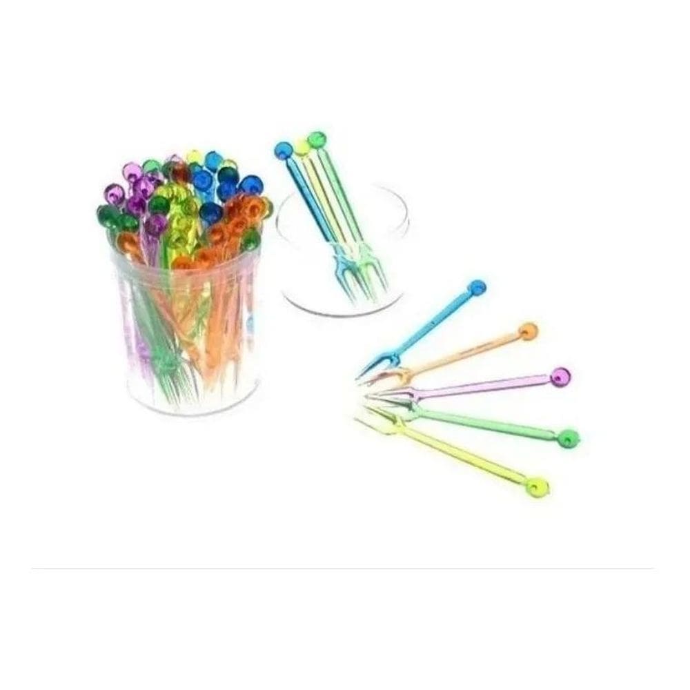 3X Garfinhos Para Petiscos Espetinho Colorido Plastilania 10