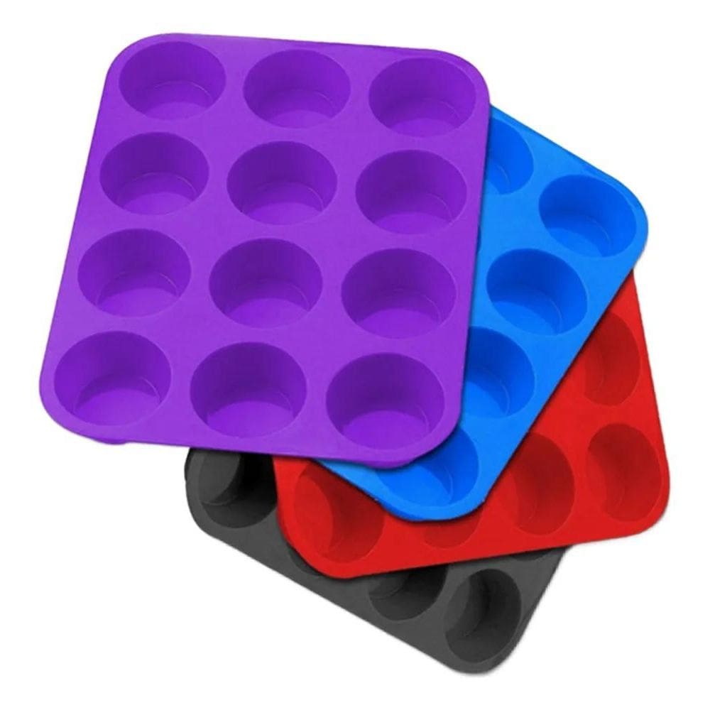 Forma Cupcake Silicone 12 Cavidades Petit Gateau Empada