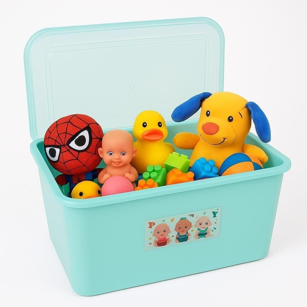 Caixa Organizadora Quarto Bebê Multiuso Porta Fraldas Brinquedos Roupas 30 Litros Tampa Trava Verde