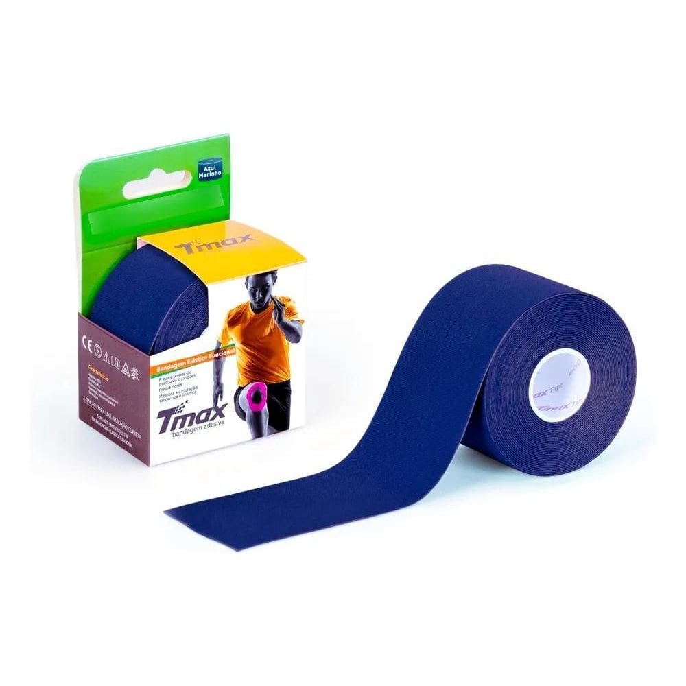 Fita Tape Tmax Bandagem Elastica Cinesiologi Azul-Marinho