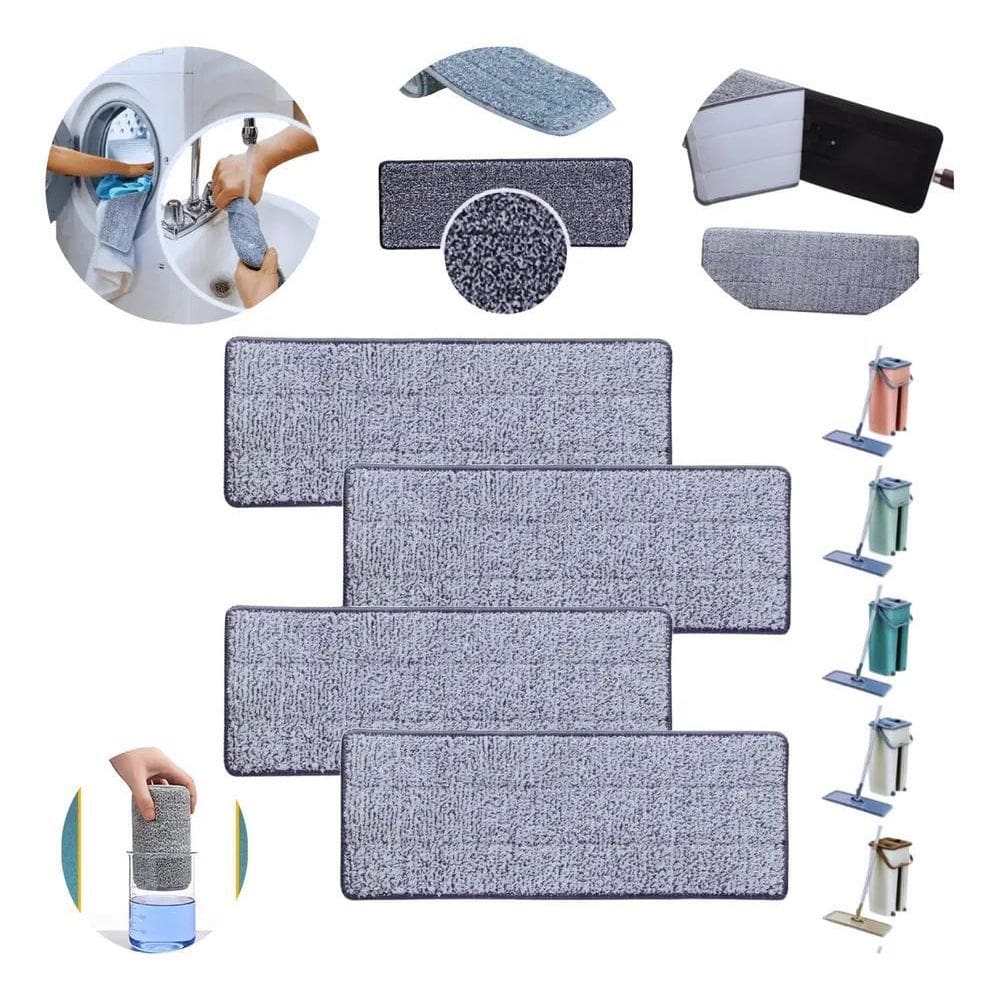 Refil Para Mop Flat Microfibra Lava E Seca 4 Unidades Rodo