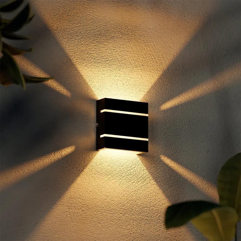 Kit 10 Arandela 2 Fachos 2 Frisos Uso Externo Gar Preto