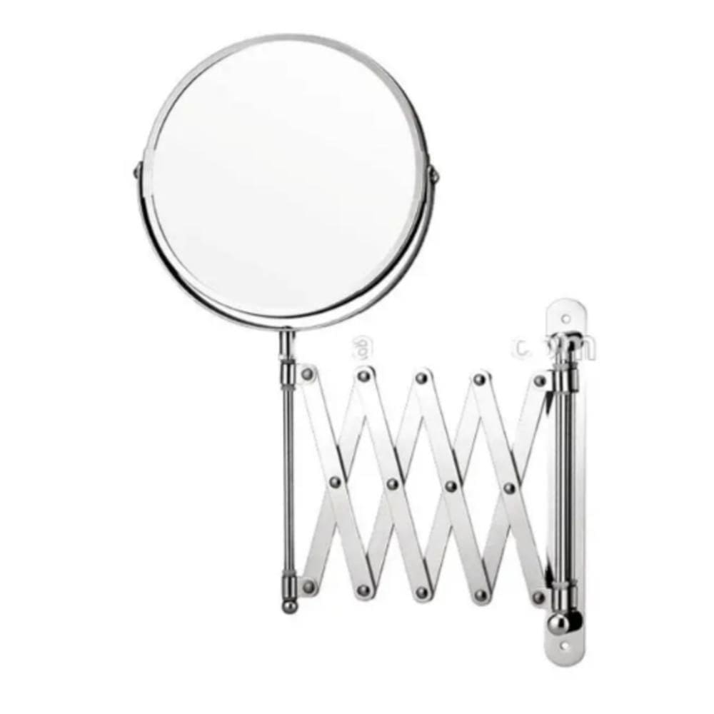 Espelho De Aumento 5x Sanfonado Articulado De Parede Extensivel Pantografico Dupla Face Para Banheiro Barbear Maquiagem