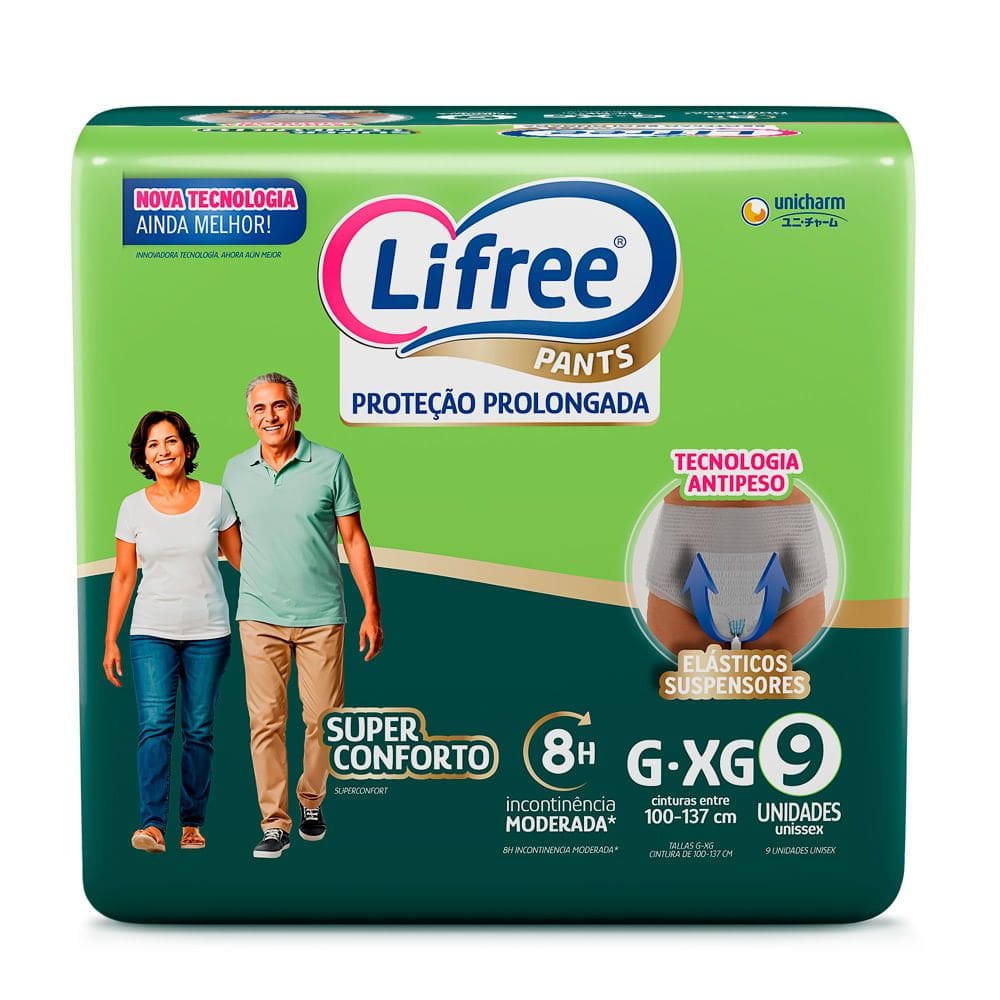 Roupa Íntima Lifree Pants Proteção Prolongada Super Conforto Tamanho G/XG Unissex 9 Unidades