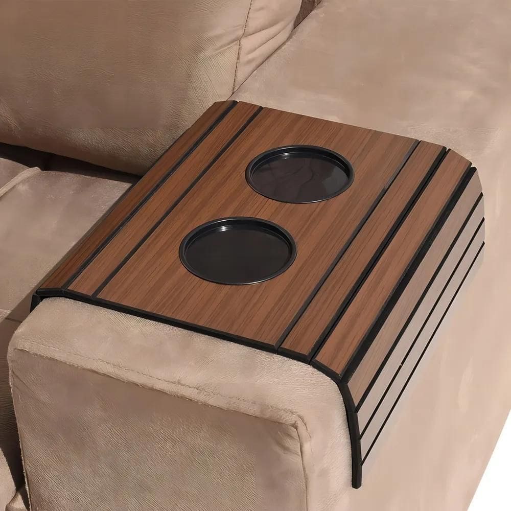 Porta Copo Sofá Esteira Bandeja Braço Flexível De Madeira