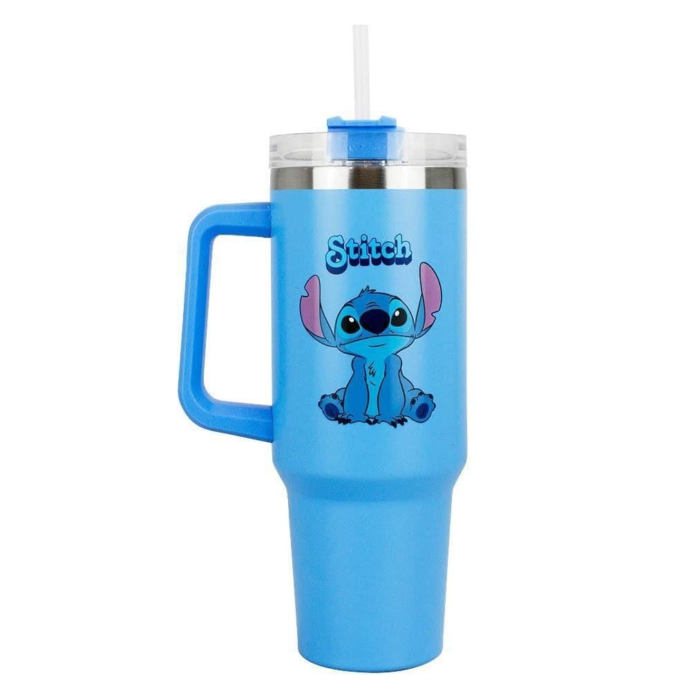 Caneca Grande Azul Com Canudo Stitch 1.1L - Disney