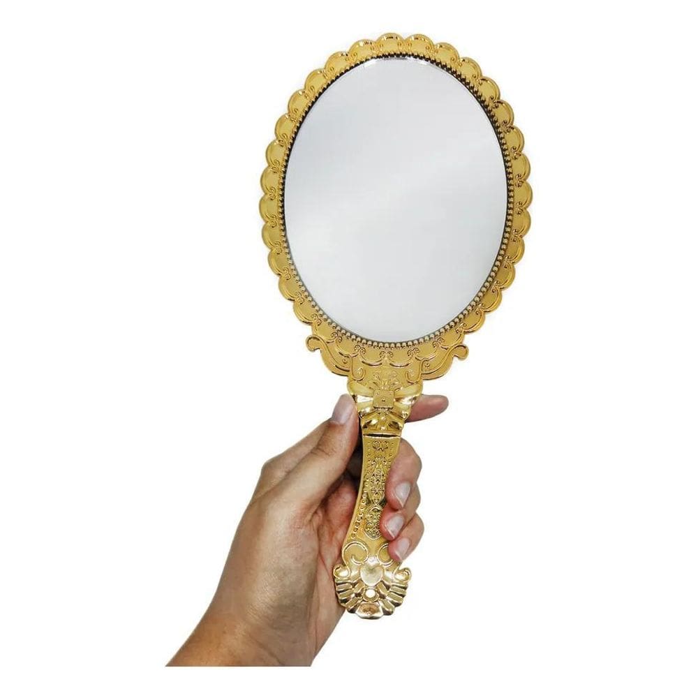 3X Espelho De Mão 25Cm Abebê Oxum Orixá Yabás Dourado Umband