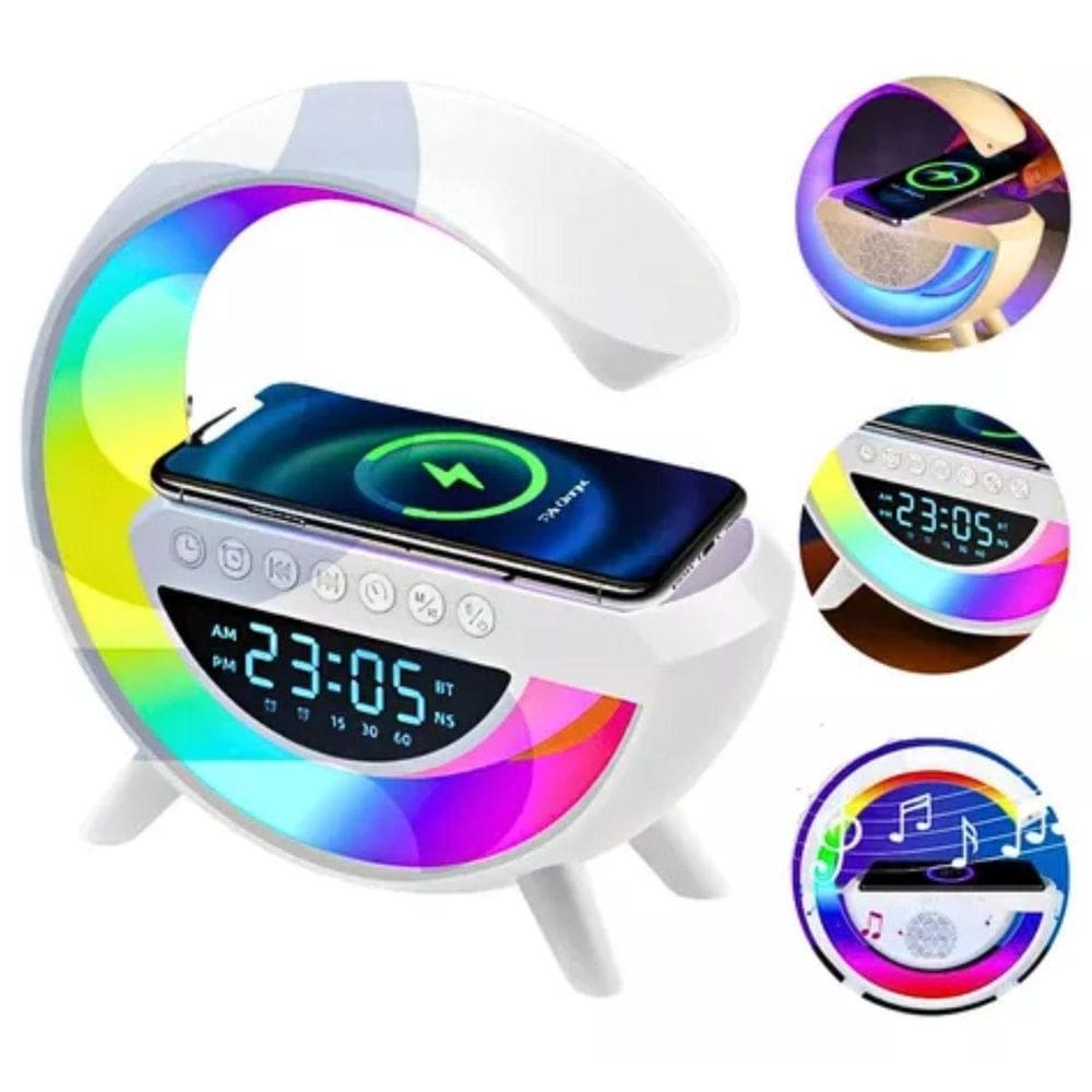 G Speaker Luminária Led Rgb Som Carregamento Indução Mesa