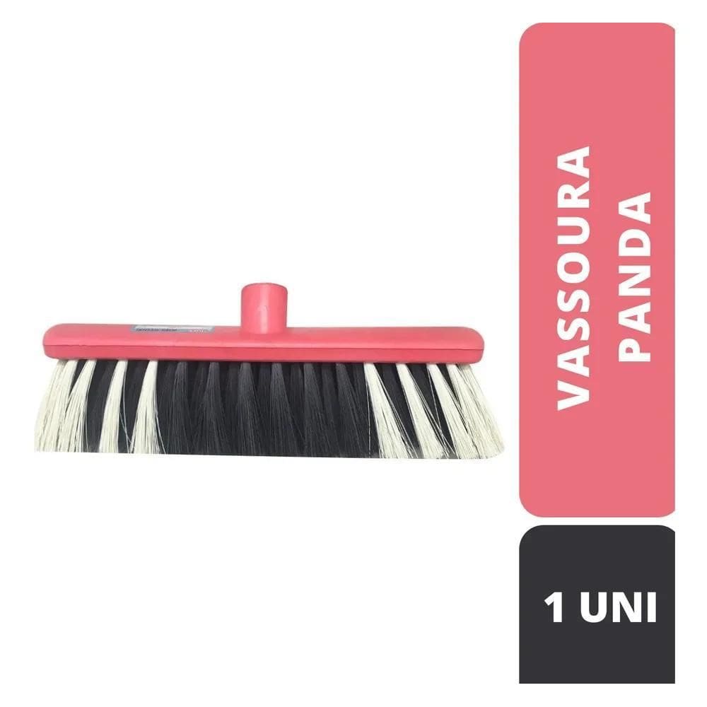 Vassoura Panda Vermelha Cerdas Macias Nylon Un Sem Cabo Full