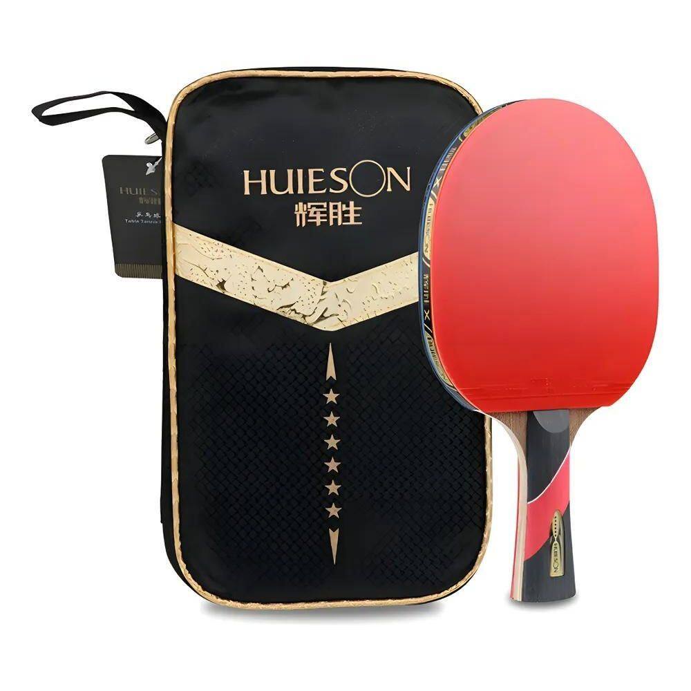 Raquete De Ping Pong Huieson 6 Stars Preta/Vermelha Fl  Cônc