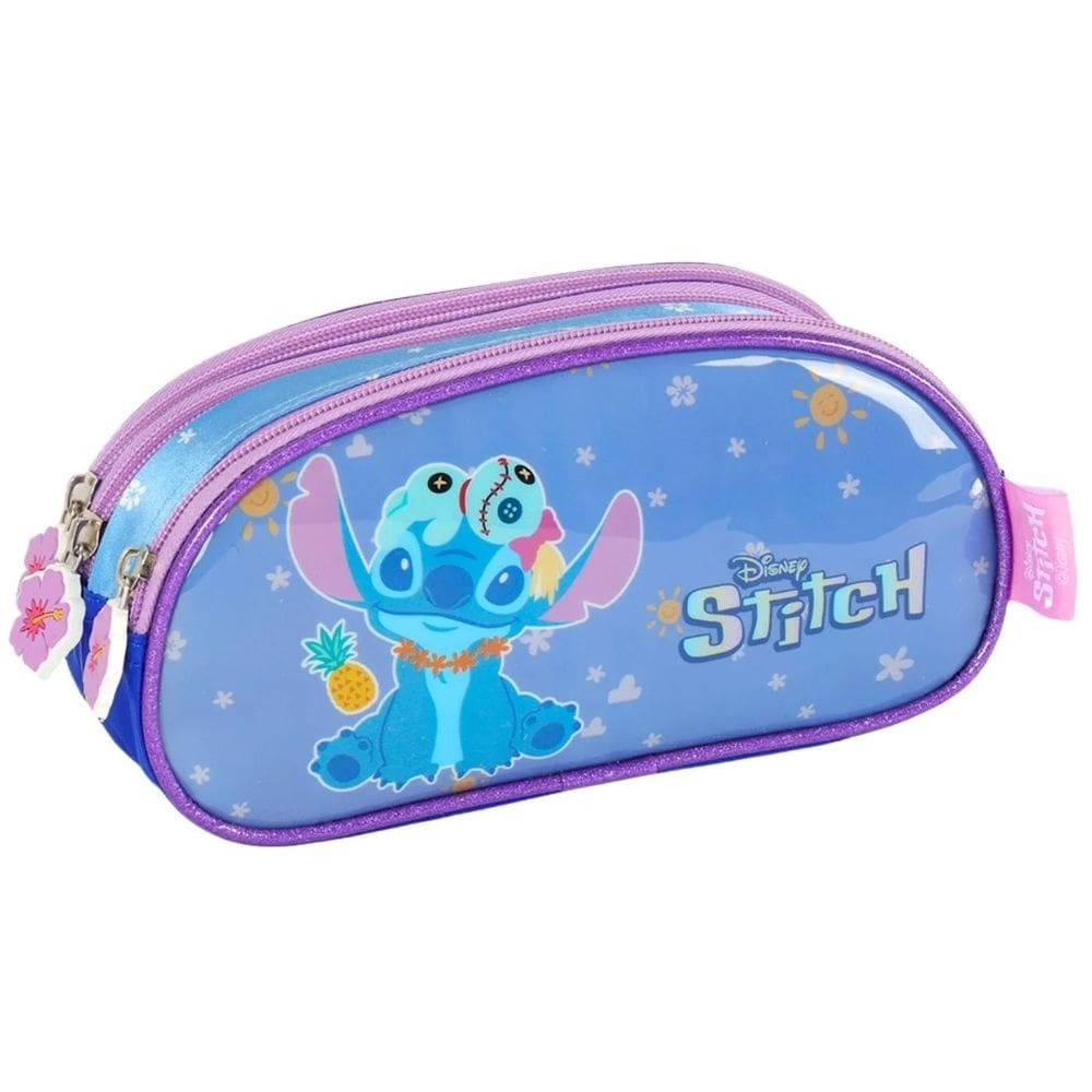 Estojo 3 Repartições Juvenil Stitch Disney Escolar Violeta