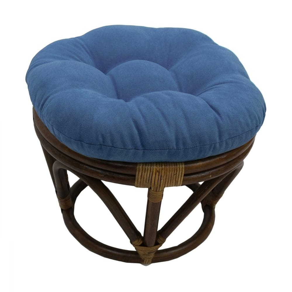 Ottoman Brookstone Rattan Indigo com almofada de microcamurça