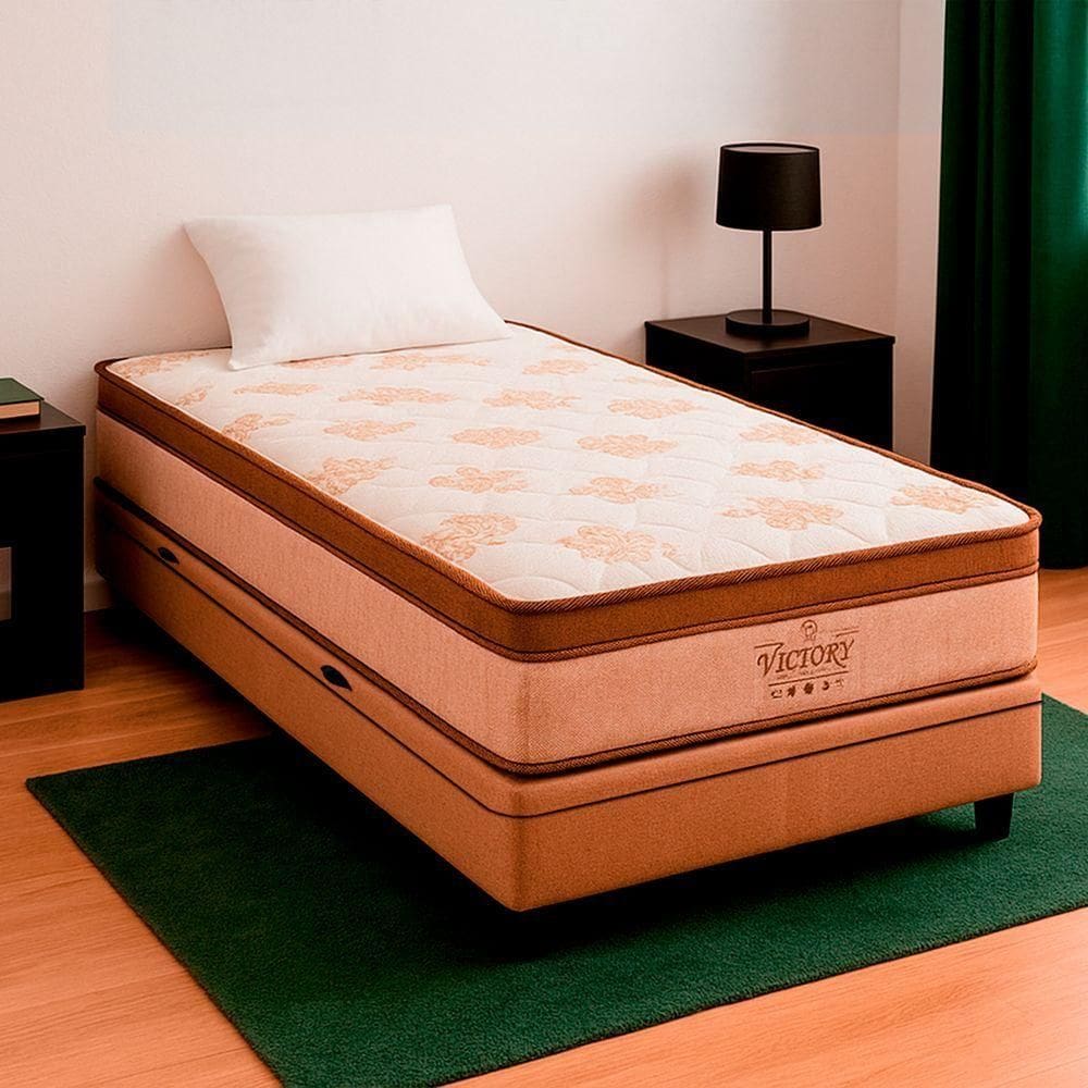 Cama Box Solteirão Bege E Colchão Victory Molas Vstore