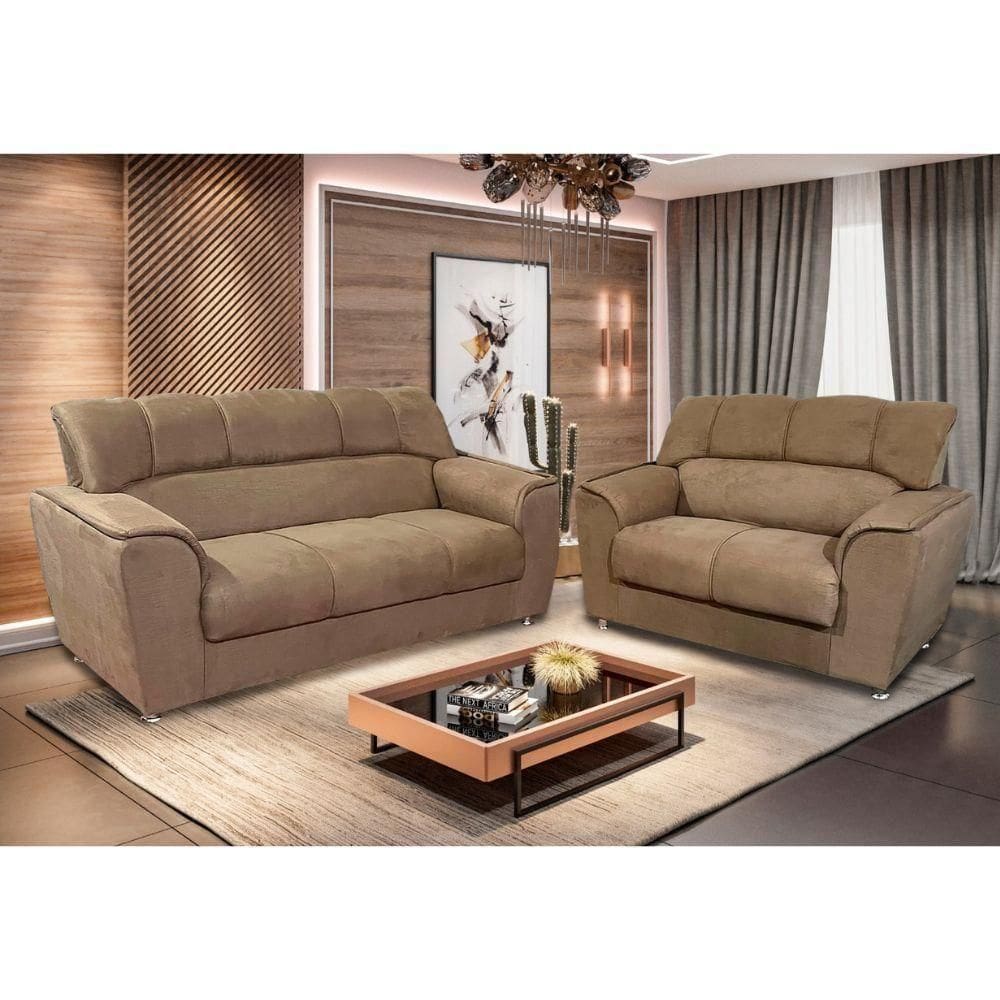 Conjunto De Sofá 3x2 Lugares Celta Caramelo Bello Estofados