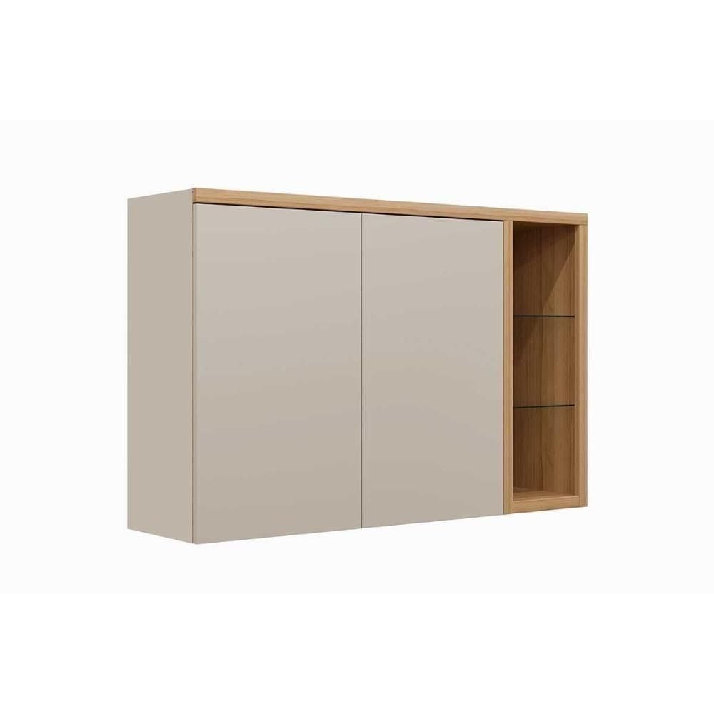 Armário Aéreo Cozinha Modulado Allure C- 2 Portas E 3 Nichos 120cm Jequitiba-gris Fosco - Linea