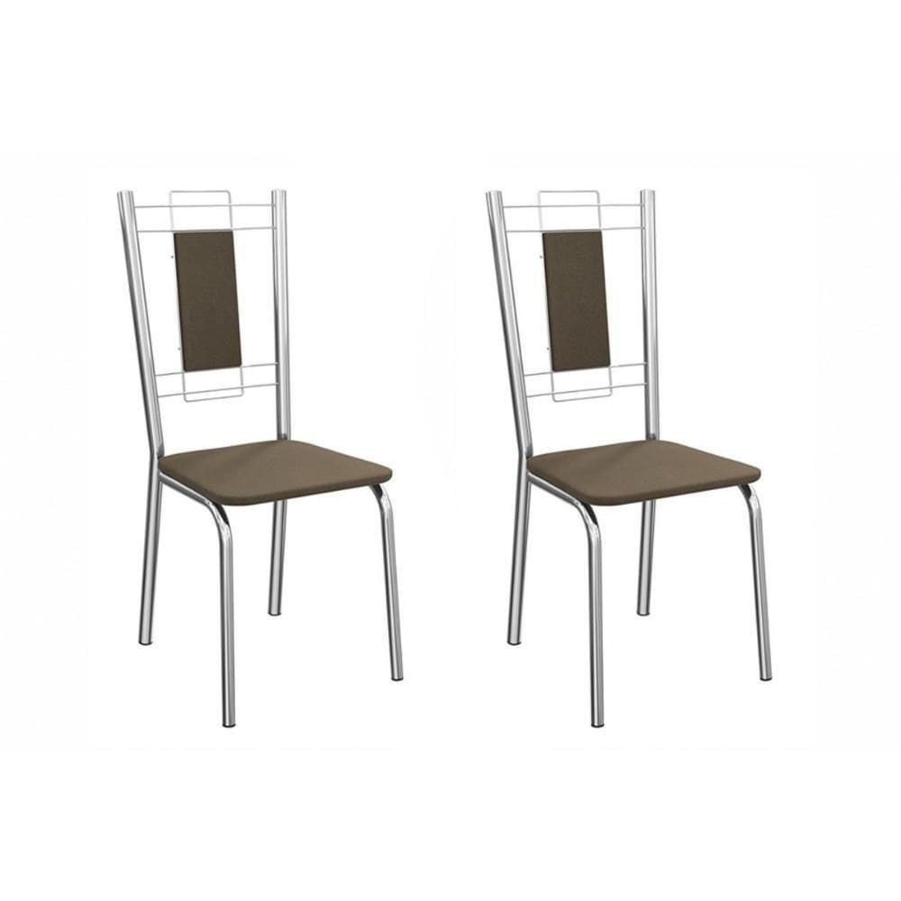 Cadeira De Cozinha Florença 2c005cr Aço Kit 2 Un Cromado-suede Cappuccino - Kappesberg