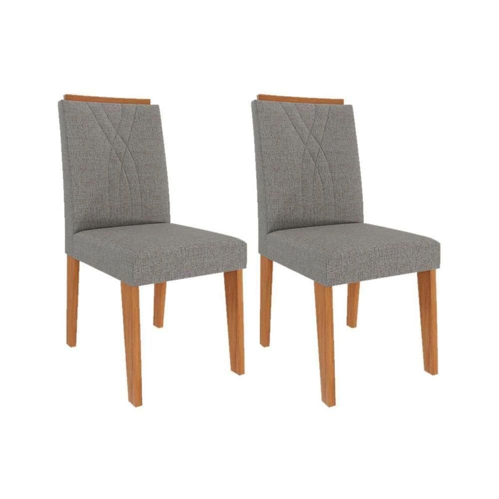 Cadeira De Cozinha Nicole Kit 2 Un Cinamomo-linho Grafite - Cimol