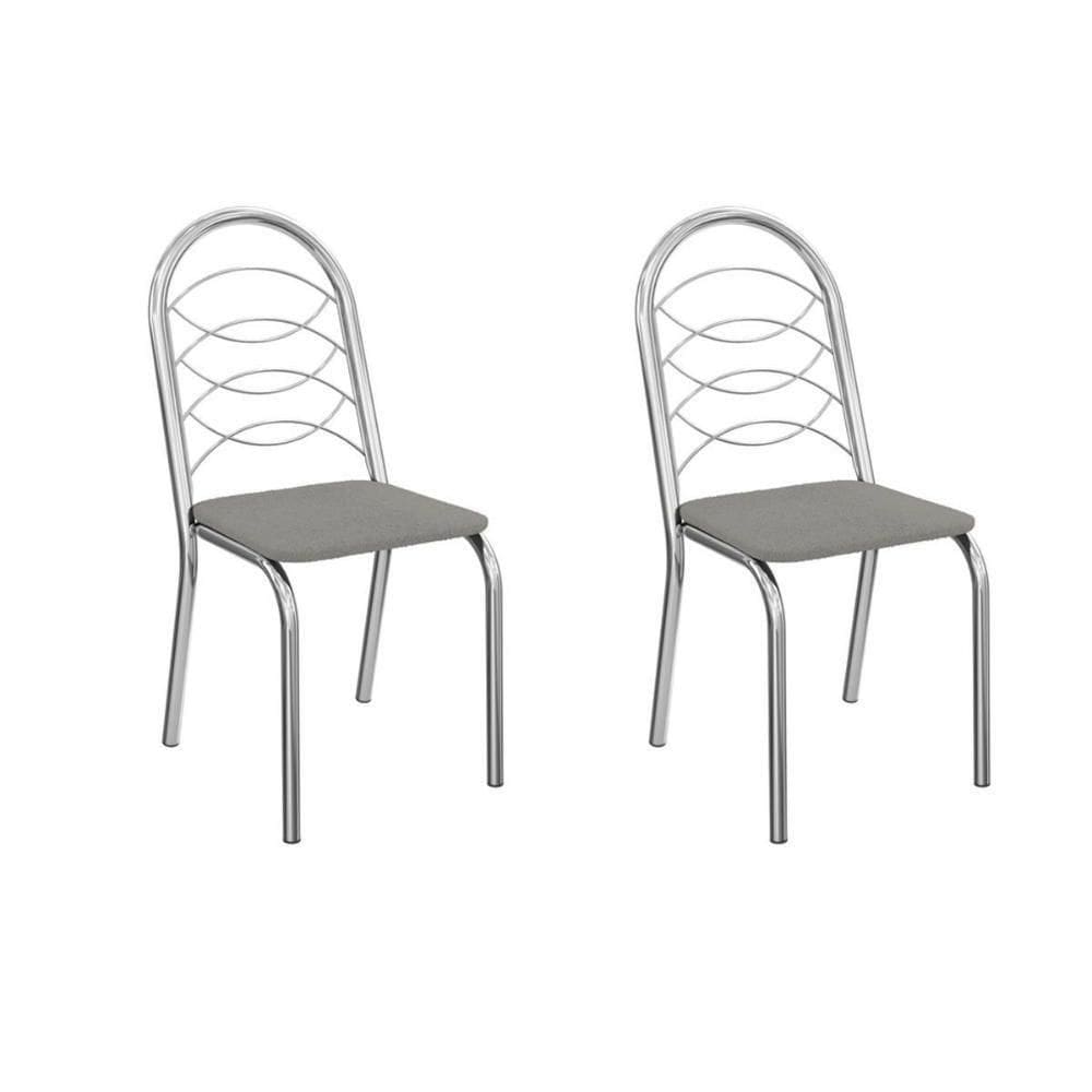 Cadeira De Cozinha Holanda 2c009cr Aço Kit 2 Un Cromado-boucle Cinza - Kappesberg