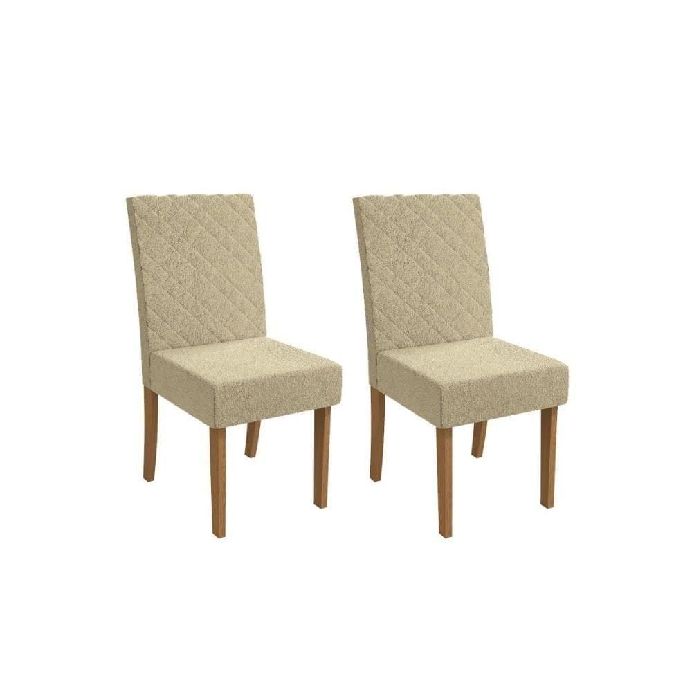 Cadeira De Cozinha Verbena 2cad133 Madeirado Kit 2 Un Canela-boucle Bege - Kappesberg
