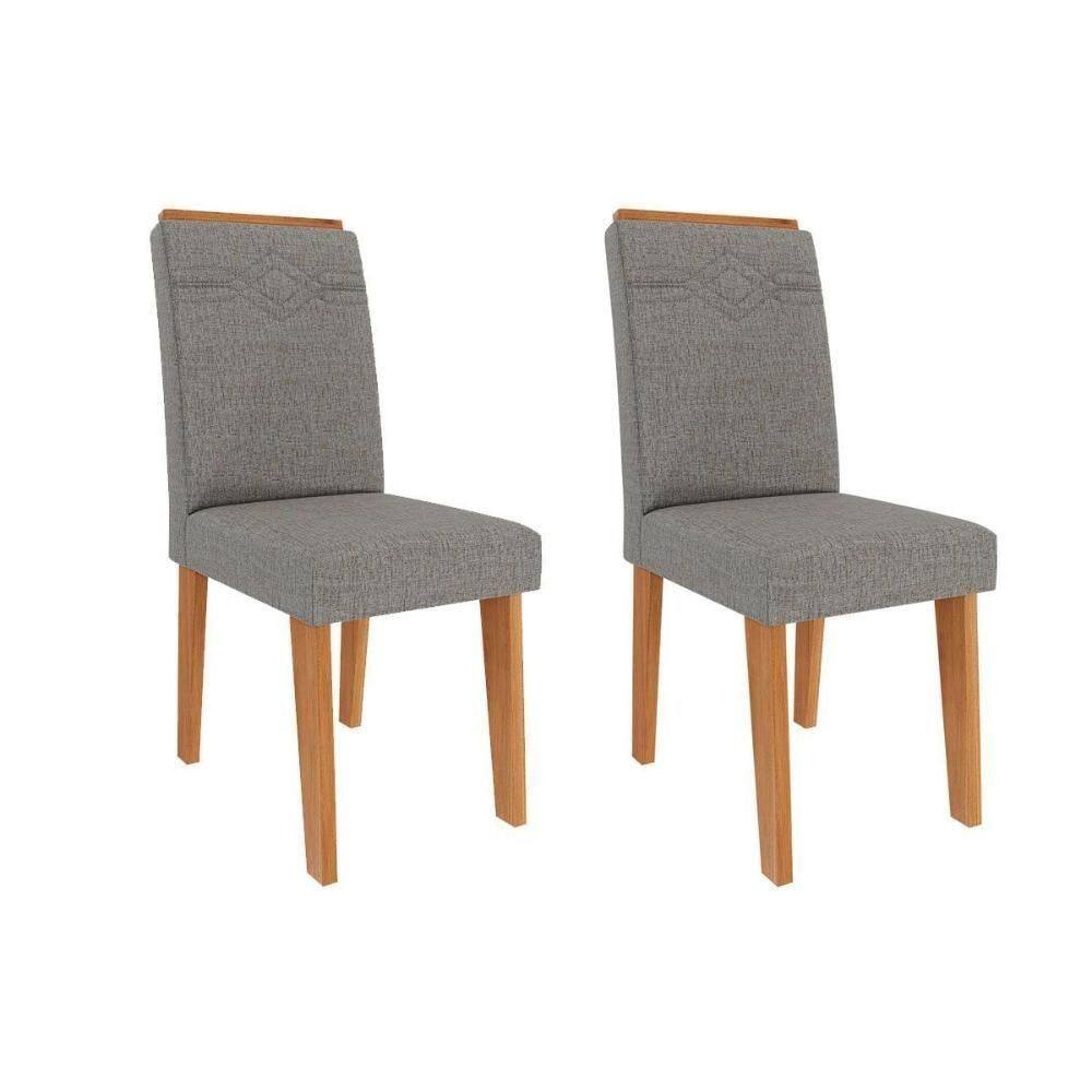 Kit 2 Cadeiras De Cozinha Taís 2 Un Cinamomo-linho Grafite - Cimol